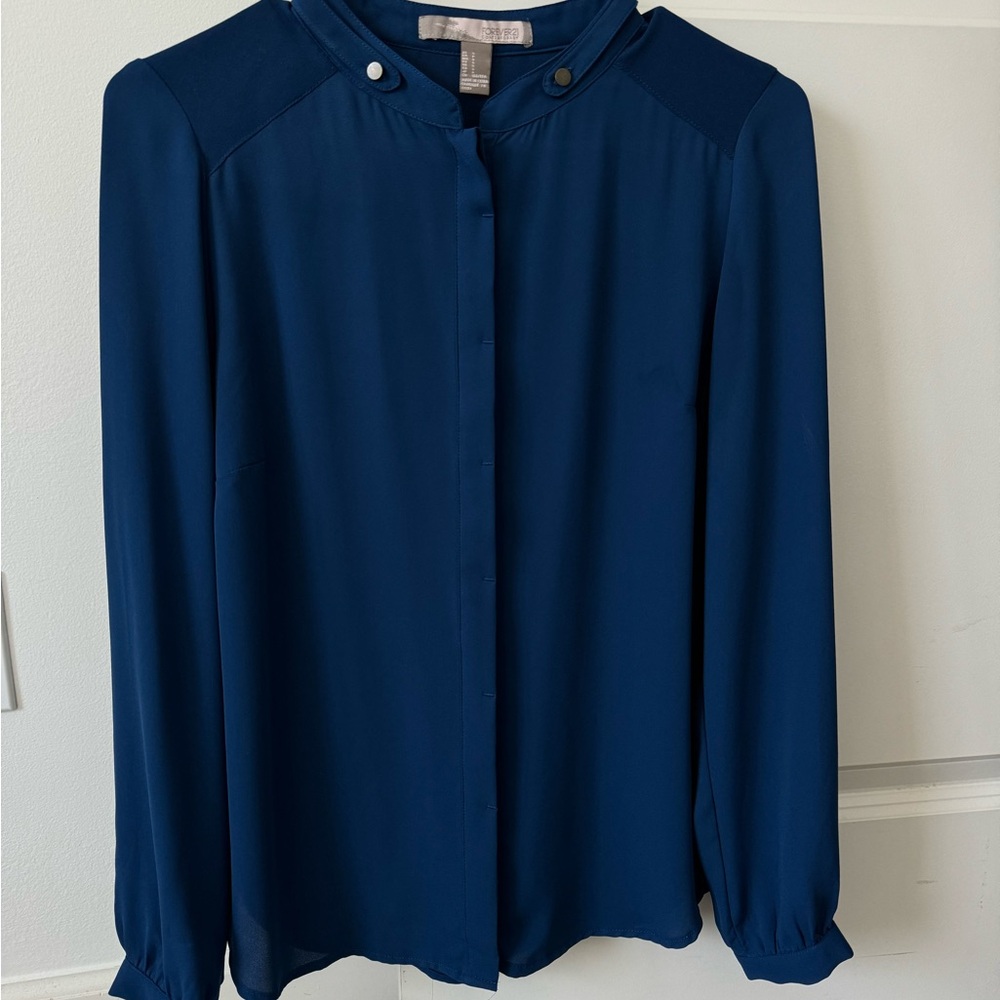 Elegant Navy Blue Women's Blouse